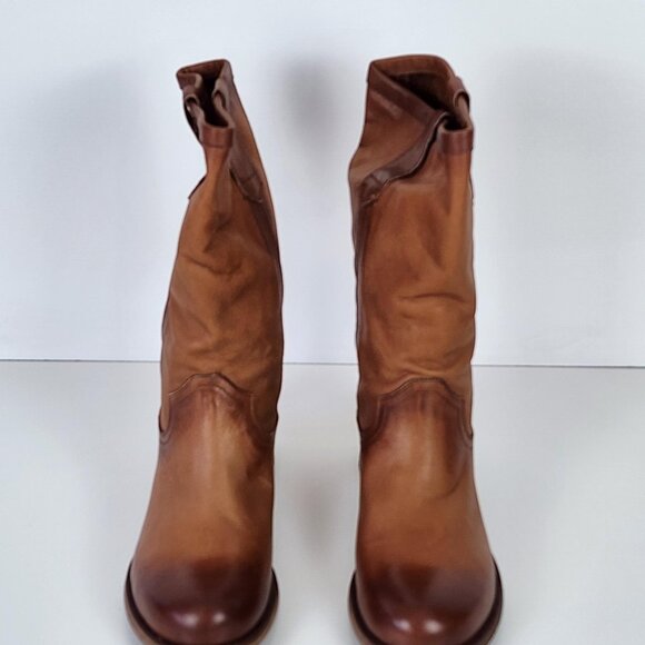 Donovan 11 Saddle Leather Boots | Tan Mid-Calf Western Pull-On | Size 42 (US 9) - Picture 5 of 8